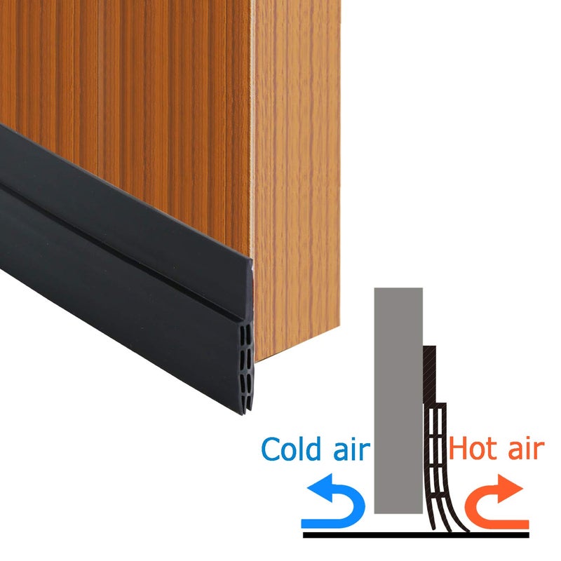 SUNMON Silicone Door Draft Stopper â€“ 39 inches Door Seal Strip for Under Door Seal Gap Interior & Exterior Doors Weather Stripping Soundproof ï¼ˆBlackï¼‰ - Image 2